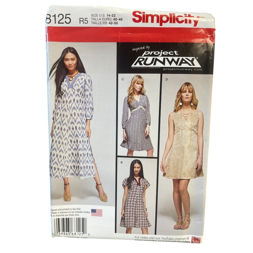 Simplicity 8125 Misses Dress Pattern Size 14-22 Project Runway